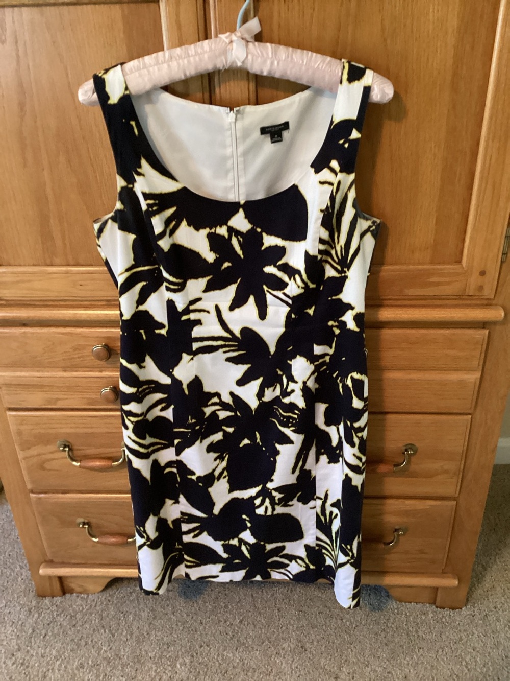 Ann Taylor White Black Print Stretch Sheath